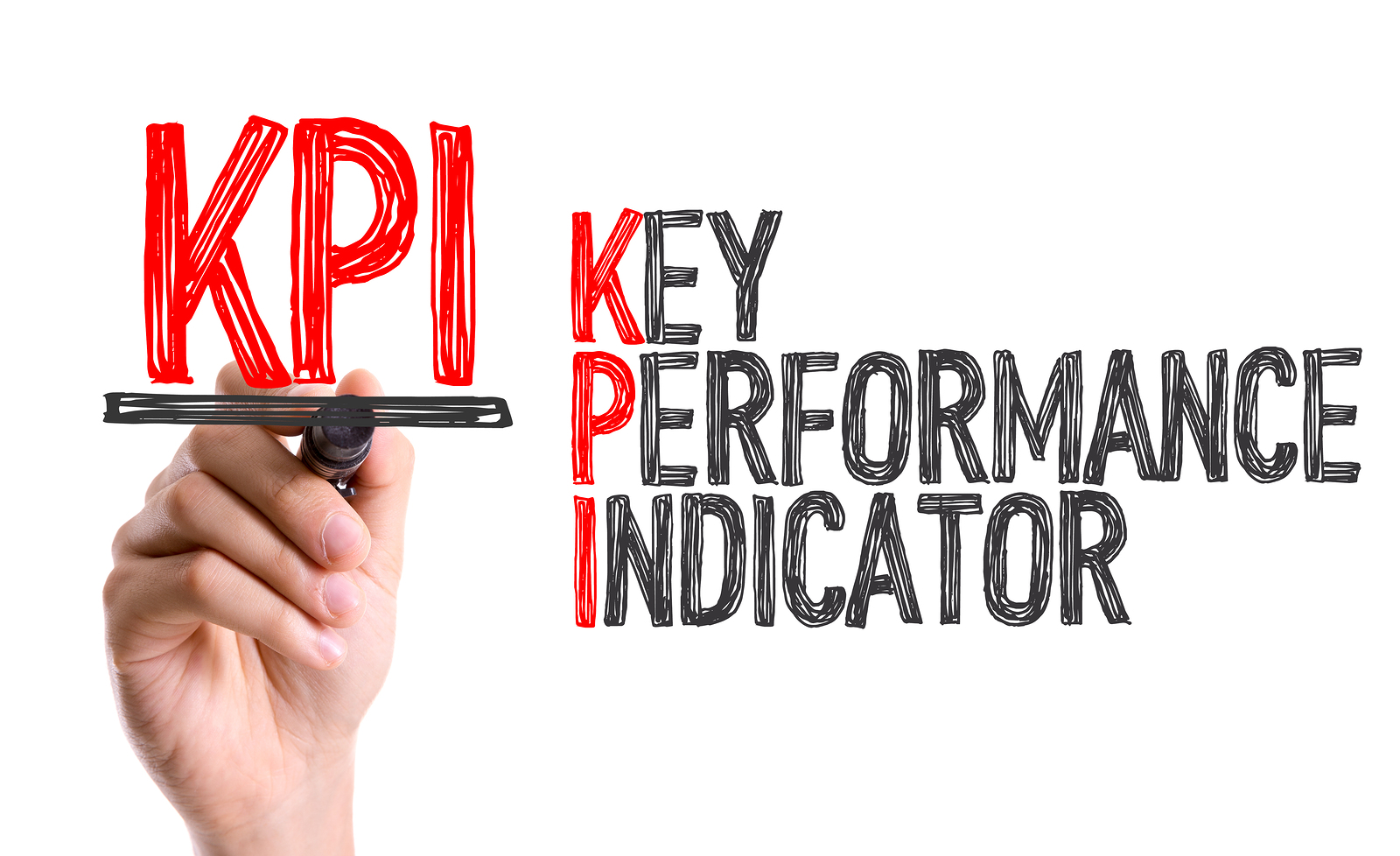 Hand with marker writing KPI 102653762